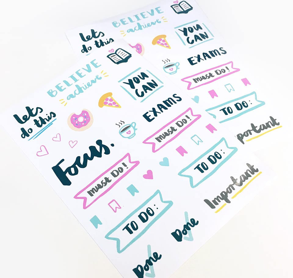 Believe and Achieve A6 sticker sheet