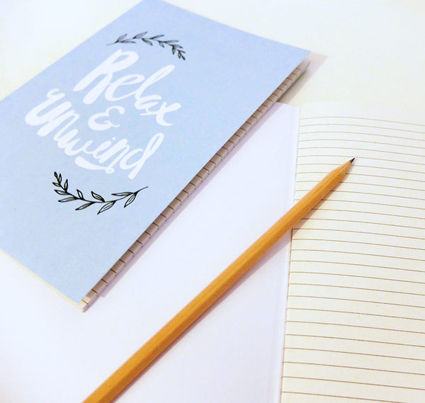 "Relax & Unwind" lined pages notebook