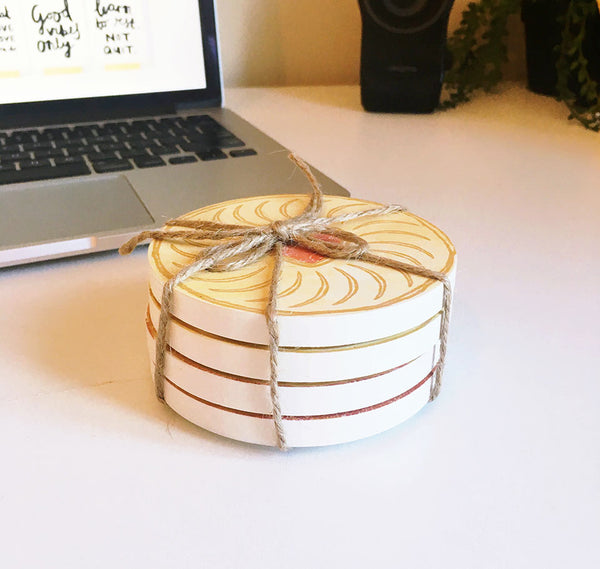 Set of 4 jam biscuit coasters