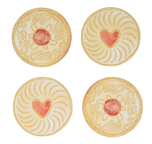 Set of 4 jam biscuit coasters