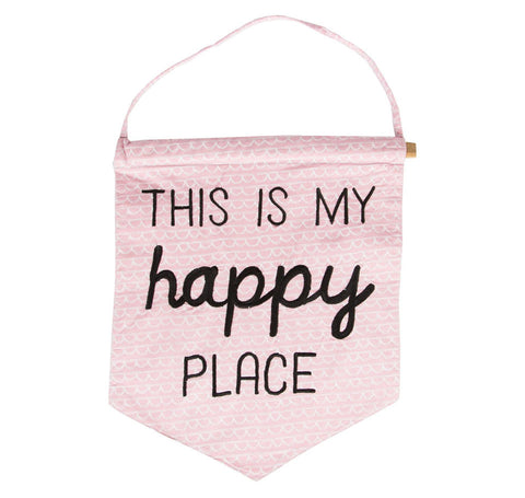 This is my happy place pastel pink message flag