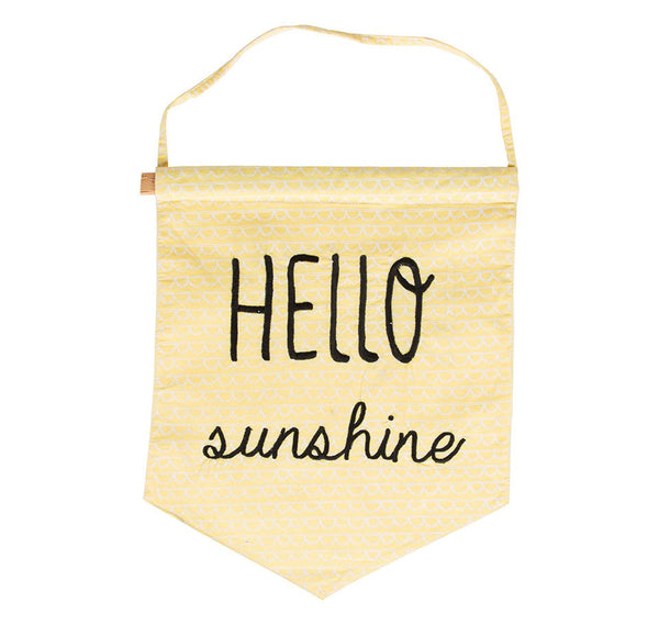 Hello sunshine pastel yellow message flag